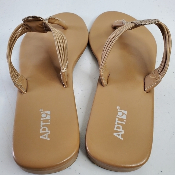 Glitter Flip Flops Metallic Thong Sandals Coastal Neutral Size 7 - Picture 4 of 8